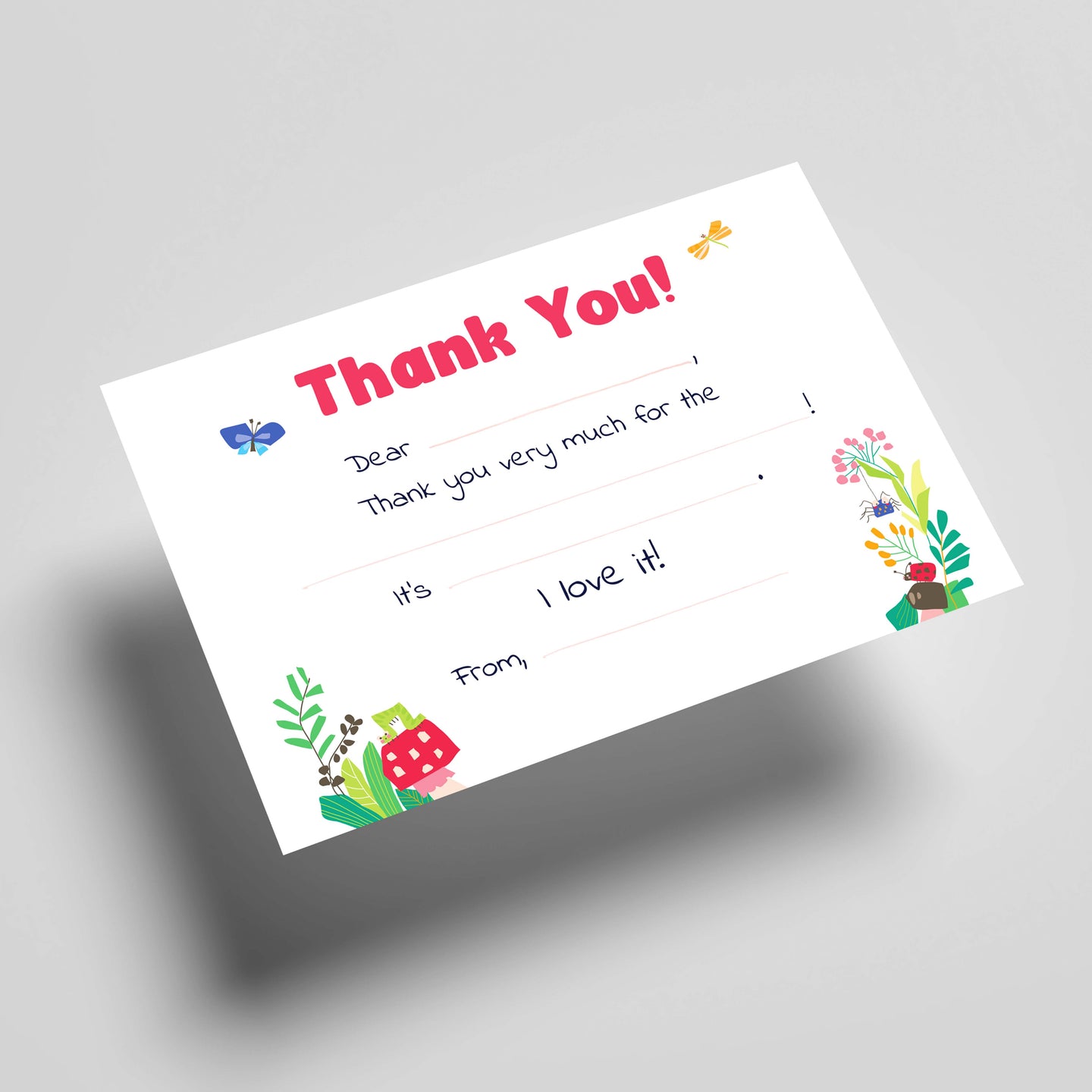 Fill In The Blank Thank You Card, Flowers